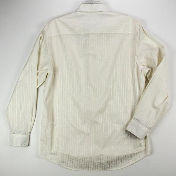 Pronto Uomo Striped Paisley Shirt Men's Large Button-Up White on White - Picture 10 of 11